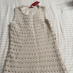 Guess Cream Crochet Midi Dress